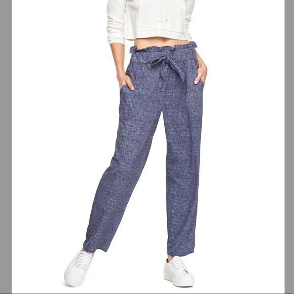 Milly Denim Print Crepe Gathered Kori Trousers - Picture 4 of 7